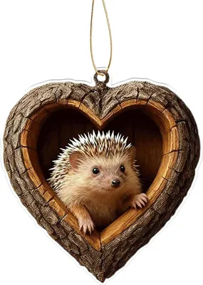 Produktbild von Herzförmiger Tier-Weihnachtsbaumschmuck, 2D-Acryl-Waldtier-Dekoration, Waldtier-Anhänger für den Weihnachtsbaum, Geschenk für Tierliebhaber