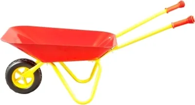 Obrázok produktu pre Idena – kovové kolečko pre deti od 6 rokov v červeno-žltej farbe, rozmery cca 78 x 40 x 38 cm, ideálne do záhrady a na pieskovisko