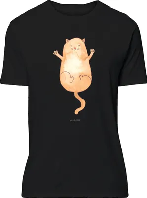 Produktbild von Mr. & Mrs. Panda S T-Shirt Katze Umarmen - Schwarz - Geschenk, Liebe, Shirt, Familie, Lustiges, Katzen, mit Aufdruck, Tshirt, Cats