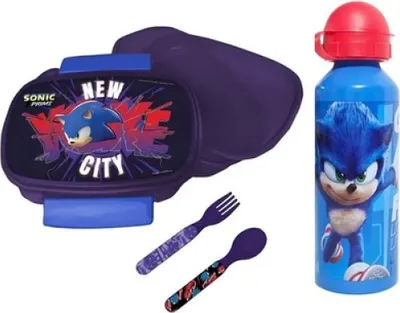 Produktbild von Sonic the Hedgehog 4 teiliges Lunch Set Brotdose Besteck Alu-Trinkflasche