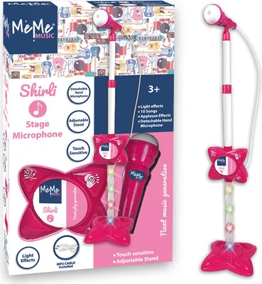 Immagine prodotto di Microfono da palco rosa con treppiede estetico - Perfetto per il vostro spettacolo! Migliora il tuo spettacolo oggi stesso!