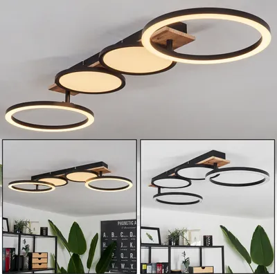 Produktbild von Casamassella »Casamassella« Deckenlampe, Metall/MDF/Kunststoff, Holzoptik/Schwarz