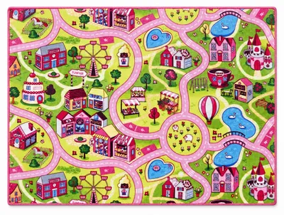 Imagen del producto de Alfombra infantil de 140x200 cm, diseño "Sweet Town" con motivos de carretera
