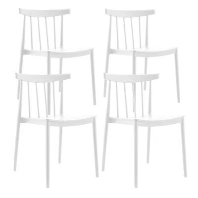 Produktbild von 4er-Set weiße Terrassenstühle aus Kunststoff - Oviala Lisboa