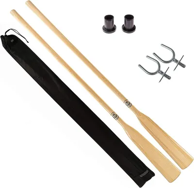 Productafbeelding van Roei Set - Peddel Set - Watersport Gebruik - Inclusief Roeitas - 195 cm - Zwart Hout