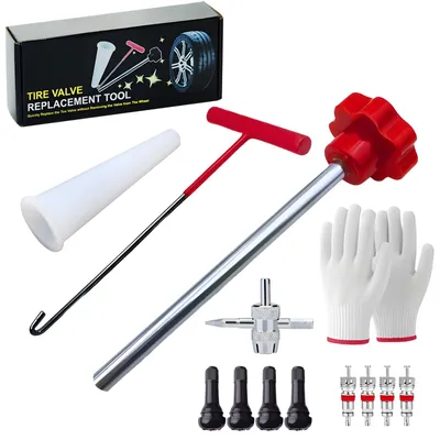 Image de Jeu de 7 outils pour la réparation de valves de pneus, adapté aux voitures et aux camions