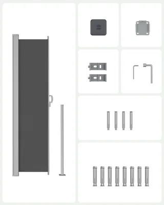 Obrázek produktu pro SONGMICS Boční markýza, markýza, 160 x 350 cm, výsuvná, z polyesteru 220 g/m², ochrana soukromí, ochrana proti slunci, neprůhledná, boční roleta, na balkon, terasu, zahradu, antracit ASG162G05