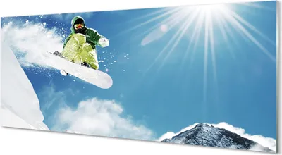 Produktbild von Glasbilder 125x50 Wandkunst Man Berg Schneebrett