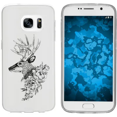 Produktbild von PhoneNatic Case kompatibel mit Samsung Galaxy S7 Silikon-Hülle Floral Hirsch M7-1