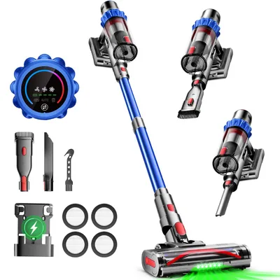 Produktbild von Authmic 80000Pa Akku Staubsauger,70Min Staubsauger Kabellos,akkustaubsauger mit LED Display/Anti-Tangle,drei Gänge,10-in-1,Handstaubsauger,2L