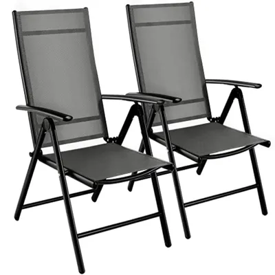 Immagine prodotto di Sedie da giardino - Sedie da balcone - Regolabili in 7 posizioni - Pieghevoli - Struttura in alluminio - Set da 2