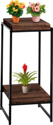Produktbild von Blumentisch MCW-K71, Blumenregal Beistelltisch Pflanzregal, MVG- MDF Metall dunkelbraun, 82cm
