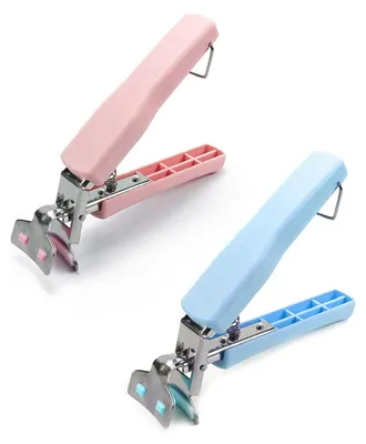 Produktbild von Edelstahl Retriever Zange Hot Dish Teller Schüssel Clip Retriever Zange Clip Küche Gripper Anti-Hot Rutschfeste Greifer für Moving Hot Plate Schalen Tray Disc Instant Topf Mikrowelle 2 Stück Rosa Blau
