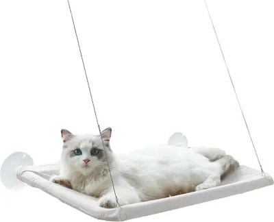Produktbild von Katzenfenster Sitzstange Katze Hängematte für Fenster montiert Katzenstange Sicherheit Katze Ruheregal Sonniger Sitz Platzsparend Katzenbetten(silbermondgrau)