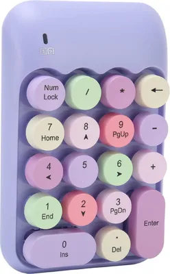 Image de 2.4GHz Wireless Numeric Keypad 18 Keys Retro Color Round Keycaps Mini Number Keyboard with USB Receiver for Laptop Purple Color
