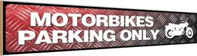 Produktbild von vianmo Holzschild 10x46 cm Motorbikes Parking only Parkplatzschild
