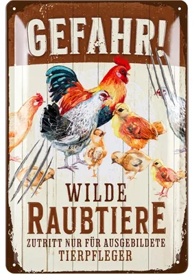 Produktbild von LANOLU Retro Blechschild Hühnerstall, Hühner Schild, Geschenk für Hühnerliebhaber, Hühner Geschenke, Hühnerstall 20x30cm