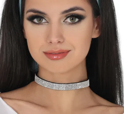 Image de Princesse Carnaval Glamour Collier Accessoire festif Bijoux Royaux Élégance étincelante Avec pierres scintillantes Pour Mardi Gras Transformation féerique Costume, Couleur : Argent