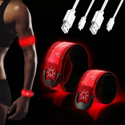 Productafbeelding van LED-armband oplaadbaar - Set van 2 - Reflecterend - Kinderen en volwassenen - 17 tot 30 cm