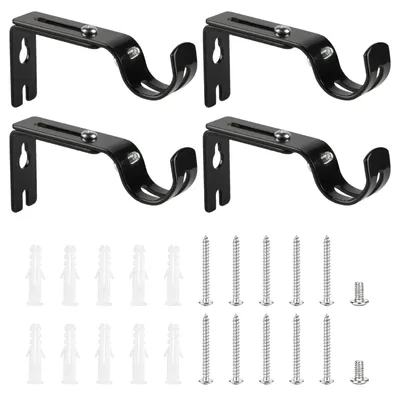Image de Supports pour tringles de rideaux - Lot de 4, réglables - Pour fixation murale - Couleur argent