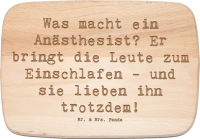 Produktbild von Mr. & Mrs. Panda Holzbrett Spruch Anästhesist Schlafprofi - Transparent - Geschenk, Geschenke für Berufstätige, Berufsleben, schneidebrettchen, Frühstücksbrettchen, Humor