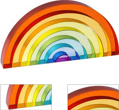 Produktbild von acryl regenbogen stapelspiel set 7-teilig, montessori spielzeug für kinder, sensorisches lernspielzeug, stapeln, bauen, farberkennung