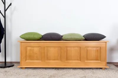 Produktbild von Sitzbank mit Stauraum Kiefer massiv Vollholz Erlefarben 179 – Abmessungen: 50 x 154 x 46 cm (H x B x T)