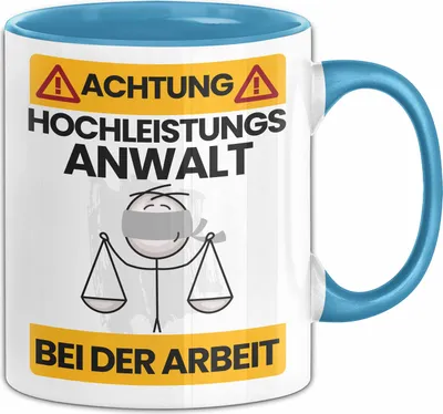Produktbild von Anwalt Tasse Geschenk Lustiger Spruch Geschenkidee für Anwalt Achtung Hochleistungs Anwalt Bei Der Arbeit (Blau)