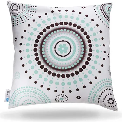 Produktbild von etérea Dekokissen Kissenhülle Retro Türkis 40x40 cm Taupe 100% Baumwolle