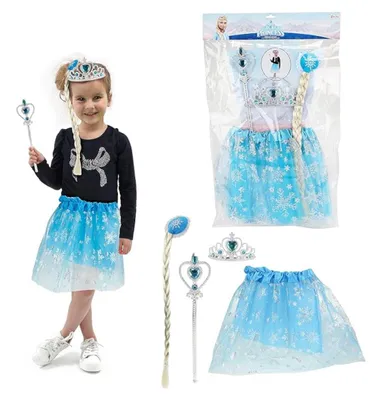 Immagine prodotto di Toi-Toys - Costume da bambino - Set di costumi da principessa del ghiaccio (tutù, diadema, treccia, bacchetta)