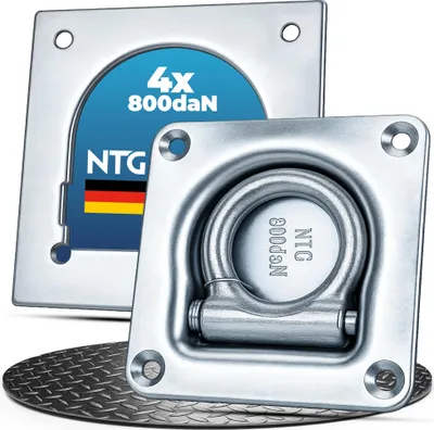 Produktbild von 4 Stück Zurrmulde, verzinkt, 105 x 105 mm, 800 daN, mit Gegenplatte