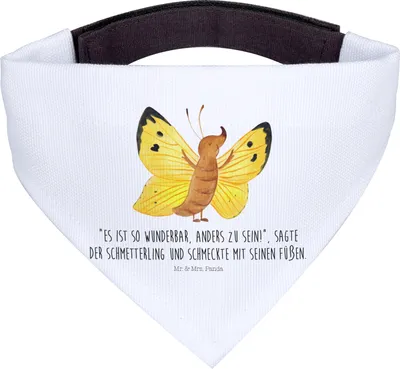 Produktbild von Mr. & Mrs. Panda Hunde-Halstuch Schmetterling Zitronenfalter - Weiß - Geschenk, Bandana für Hunde, Fakt, Liebe, Hundehalstuch, Motivation, Halstuch Hund, Lustige Sprüche