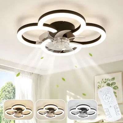 Produktbild von ZMH LED Deckenventilator Mit Beleuchtung Leise Deckenlampe 6 Gang Timer Ventilator Fernbedienung Dimmbar Deckenventilatoren 40W für Küche Esszimmer