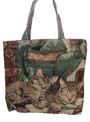 Image de Sac en lin vintage, brodé d'un côté, de style ethnique raffiné, idéal pour faire les courses ou comme cadeau