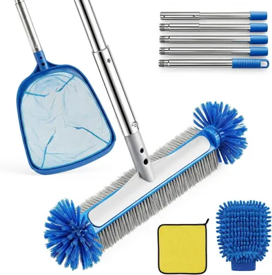 Produktbild von Schwimmbecken-Skimmernetz - 2-in-1-Funktion - 150 cm - Blau