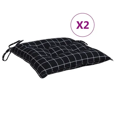Zdjęcie produktu dla vidaXL Poduszka na krzesło 2 szt. czarna szachownica 50x50x7 cm tkanina Oxford
