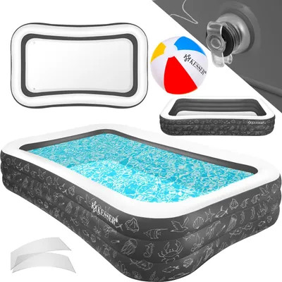 Produktbild von KESSER® Aufblasbarer Pool Familienpool für Kinder und Erwachsene Gartenschwimmbad Familienschwimmbad Sommer Planschbecken Füllmenge Kinderfreundlich Entwässerungslöcher