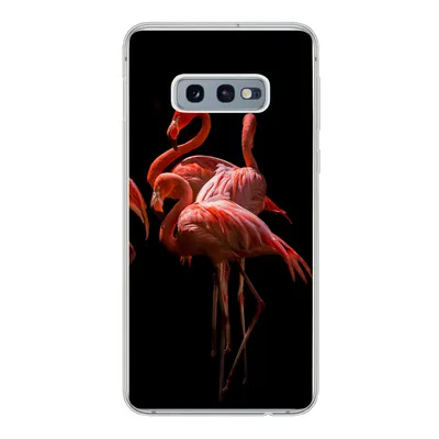 Produktbild von MuchoWow® Handyhülle Schutzhülle Hülle für Samsung Galaxy S10e Flamingos - Vögel - Federn - Schwarz Silikon Softcase Handy Hülle - Handy