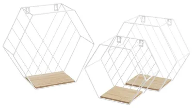 Produktbild von Set mit 3 Wandregalen aus Metall und MDF in Weiß