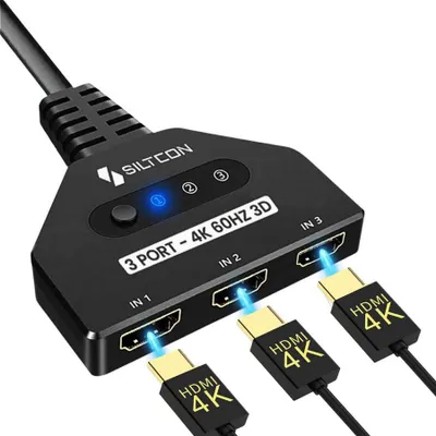 Produktbild von Siltcon® HDMI Switch 3-in-1 / 1-in-3 – 4K@60Hz, Plug & Play, Dolby, 3D