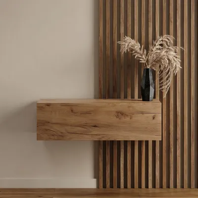 Produktbild von Planetmöbel Flur Möbel Garderobe Hängeschrank 1x 100 cm gold eiche, Wandgarderobe hängend oder stehend