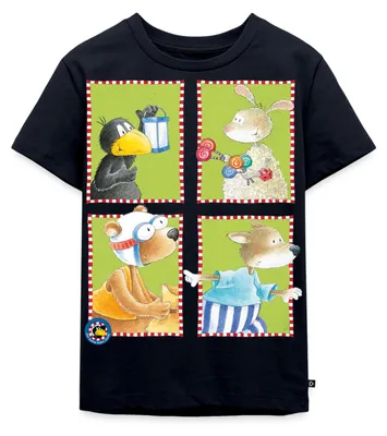 Produktbild von Spreadshirt Der kleine Rabe Socke mit Freunden Kachel Kinder Premium T-Shirt, 98/104 (2 Jahre), Navy