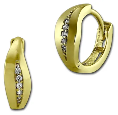 Image de Boucles d'oreilles créoles pour femmes, en or jaune 333, avec des feuilles blanches en oxyde de zirconium (D3GDO538WY)