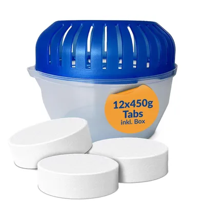 Produktbild von Raumentfeuchter Box inkl. 12x 450g Luft-Entfeuchter Granulat Tabs Nachfüllpack ohne Strom