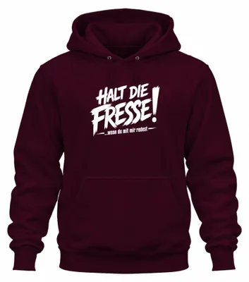 Produktbild von Halt Die Fresse Wenn Du Mit Mir Statement Sarkasmus Humor Hoodie Kapuzenpullover, Burgundy, 3XL