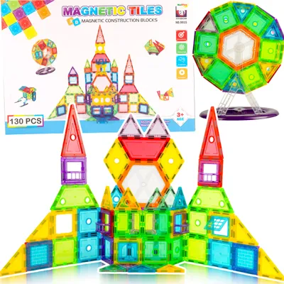 Obrázok produktu pre Malplay magnetické stavebnice puzzle stavebná hračka pre deti 130 kusov darček od 3 rokov