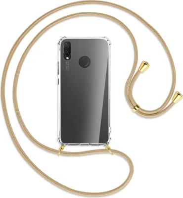 Produktbild von Handykette Backcover-Schutzhülle mit Band (Metall goldfarben) für Huawei P Smart Plus, nova 3 / 3i - caramel