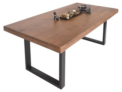 Produktbild von Esstisch Akazie Nussbaum 200 x 100 cm massiv geradeTischkanten U-Gestell schwarz RIO