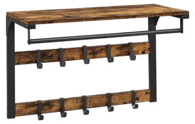 Immagine prodotto di VASAGLE Mensola a muro con 10 ganci e staffe 30x65x42cm