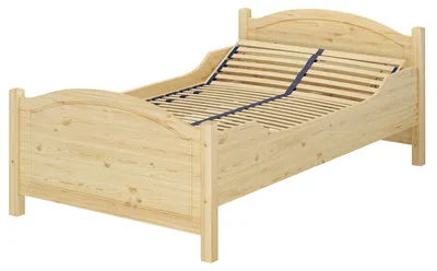 Produktbild von Seniorenbett extra hoch 120x200 Massivholz Kiefer Holzbett Gästebett Zubehör wählbar V-60.40-12Federholzrahmen inkl.